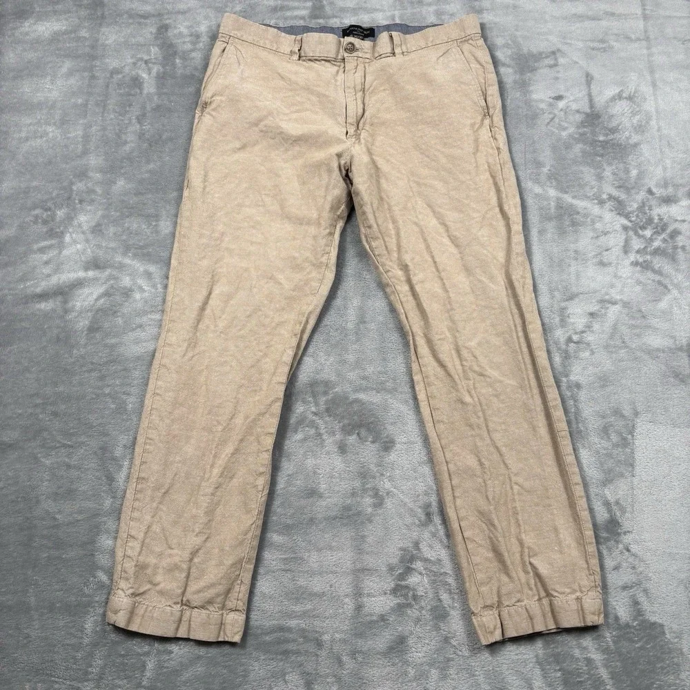 Banana Republic Linen Cotton Aiden Chino Pants Men's 34x27 Khaki Slim